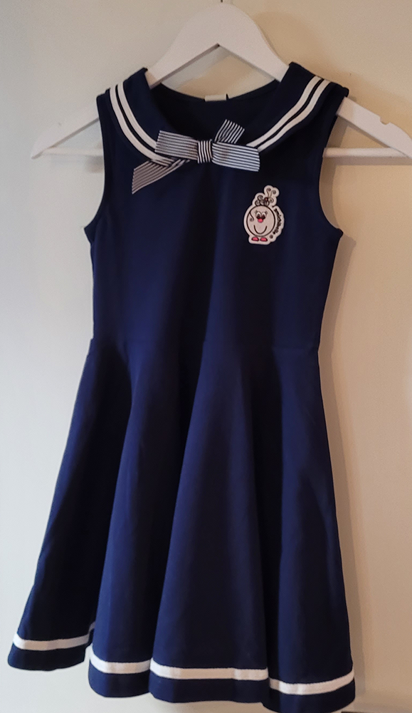Sailor-kjole marineblå kort arm