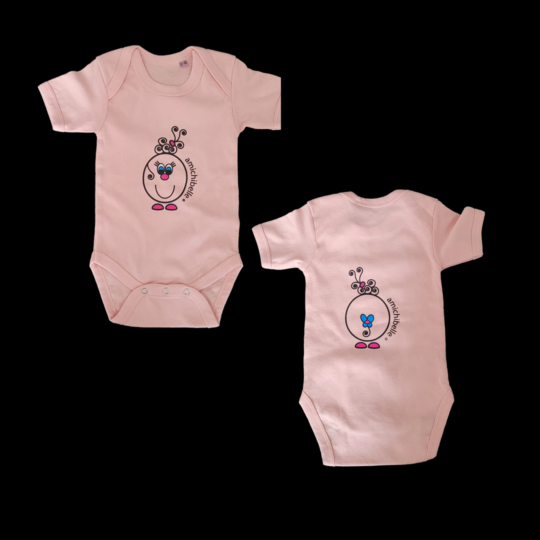 amichibelle® Gammel rosa bomull body kortarmet