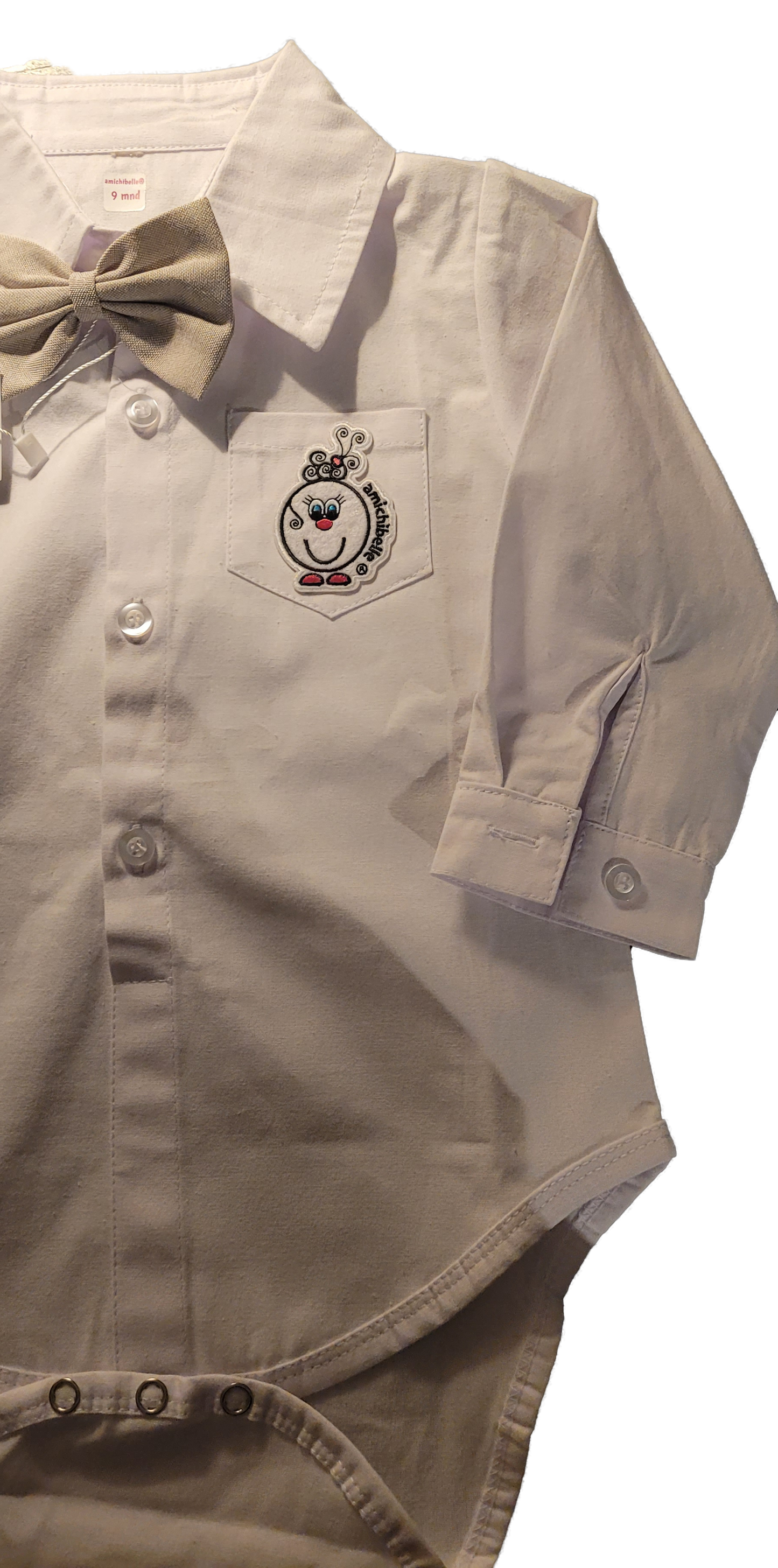 Herremann-dress sløyfe six pence hvit baby body