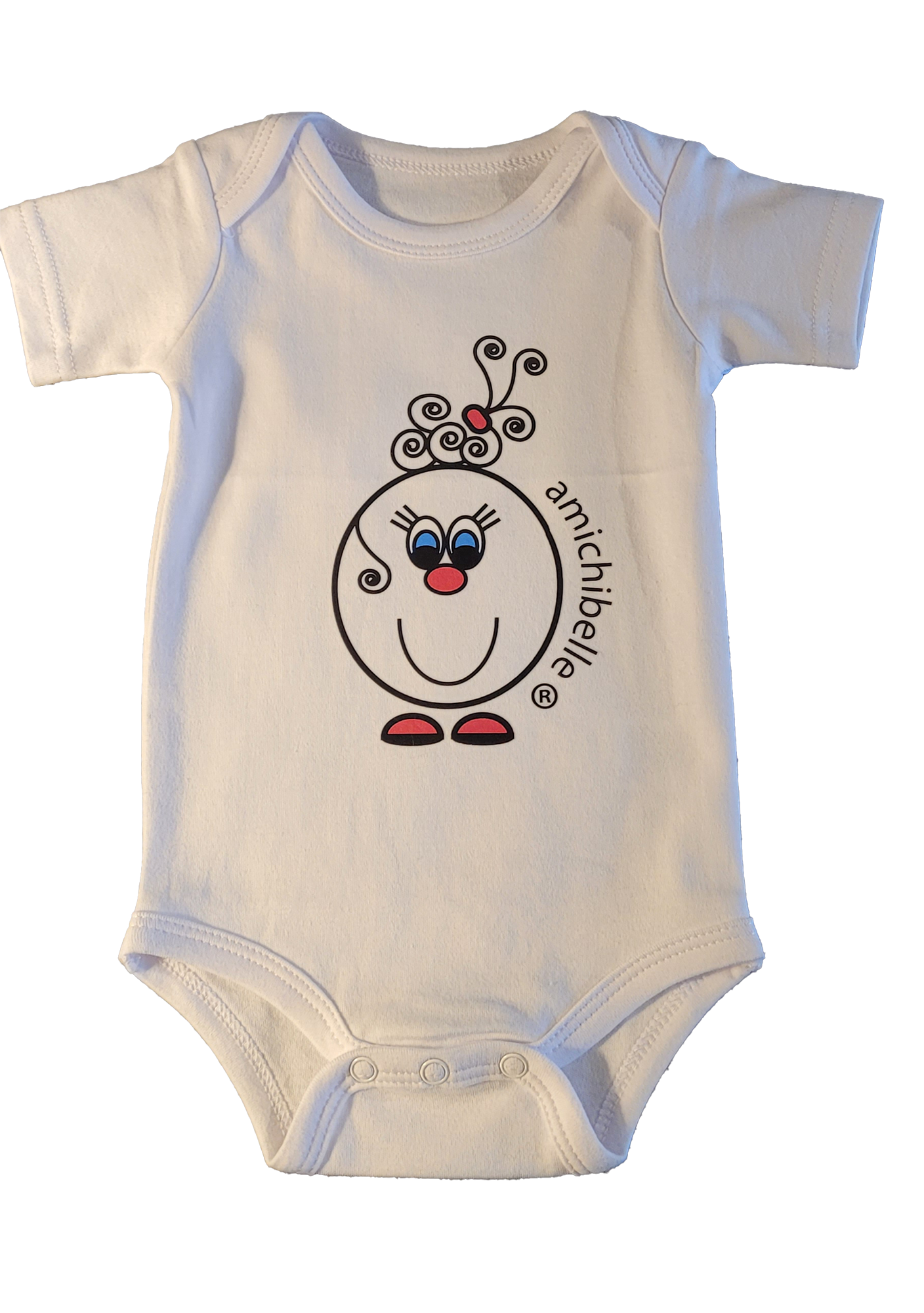 amichibelle® Hvit bomull Baby Body kort arm