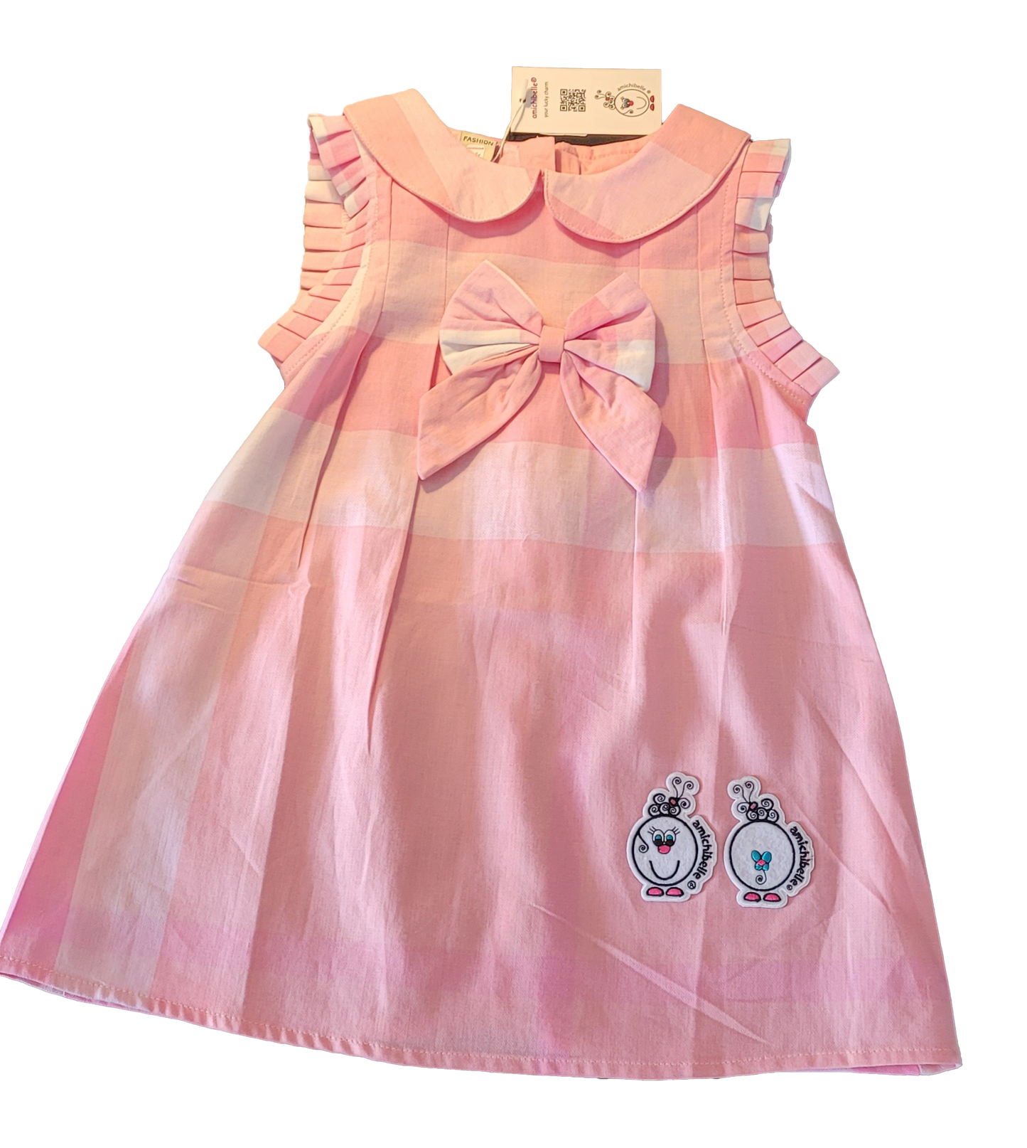 amichibelle® Rosa mønstret sløyfekjole