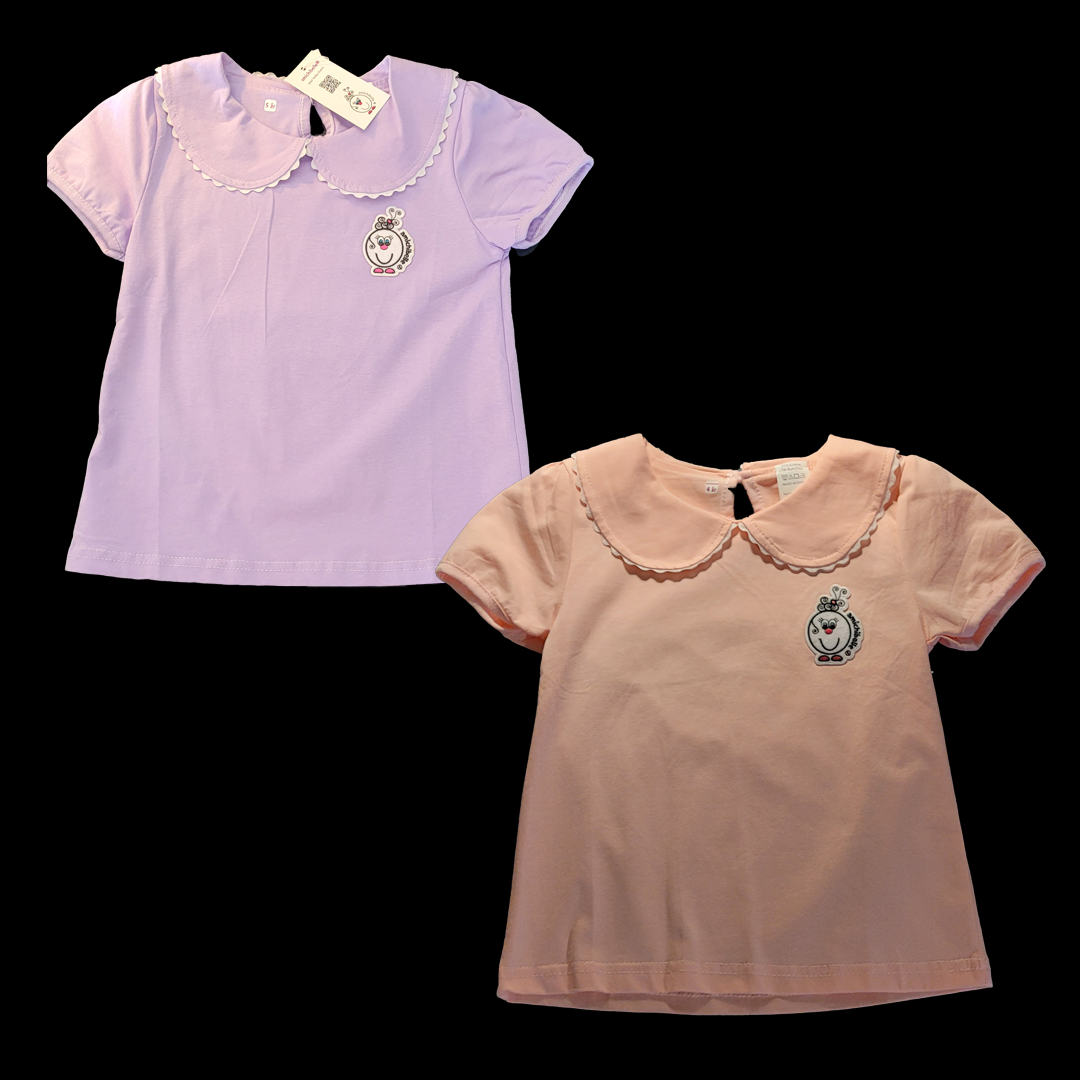 Rosa pyntet piqué med krage