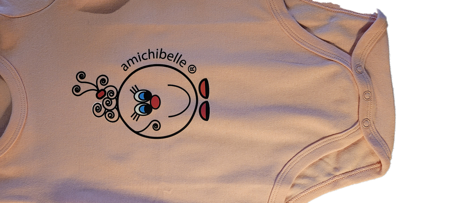 amichibelle® Rosa langarmet baby body bomull