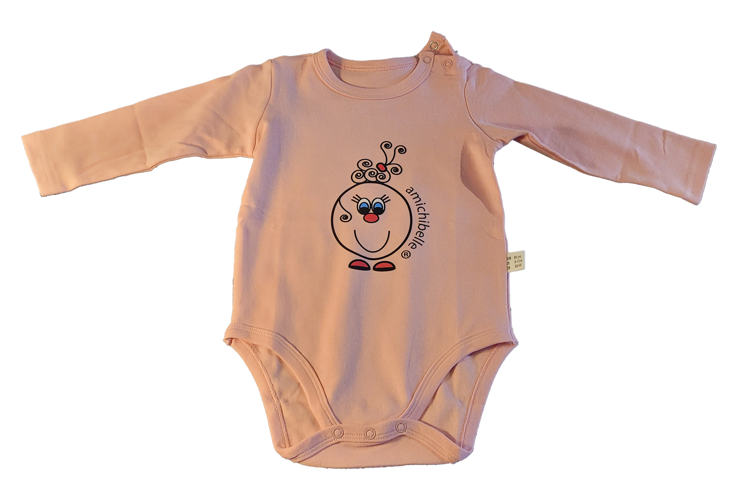 amichibelle® Rosa langarmet baby body bomull
