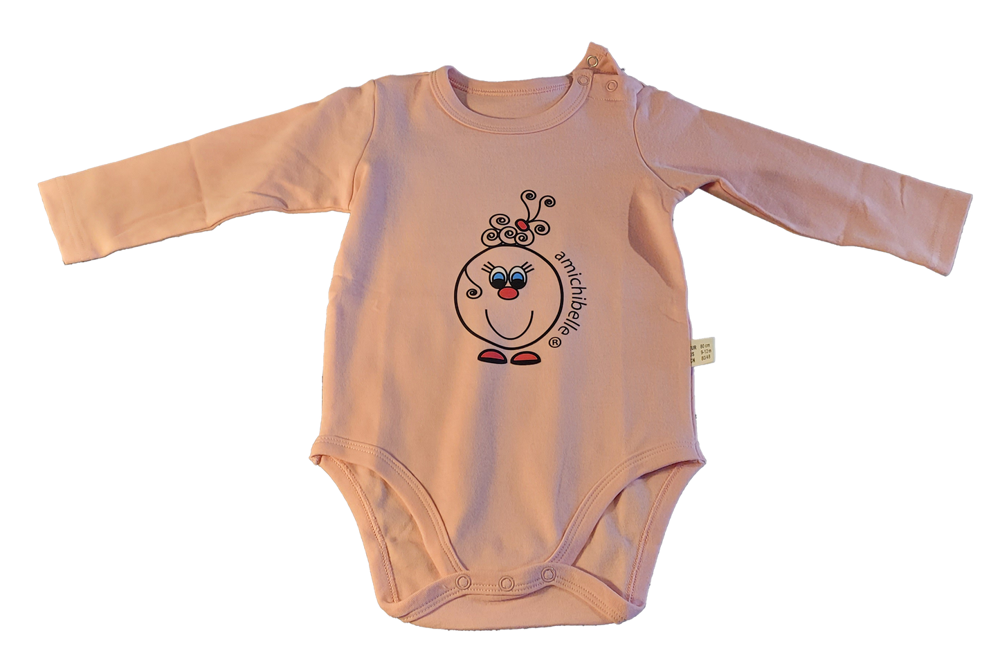 amichibelle® Rosa langarmet baby body bomull