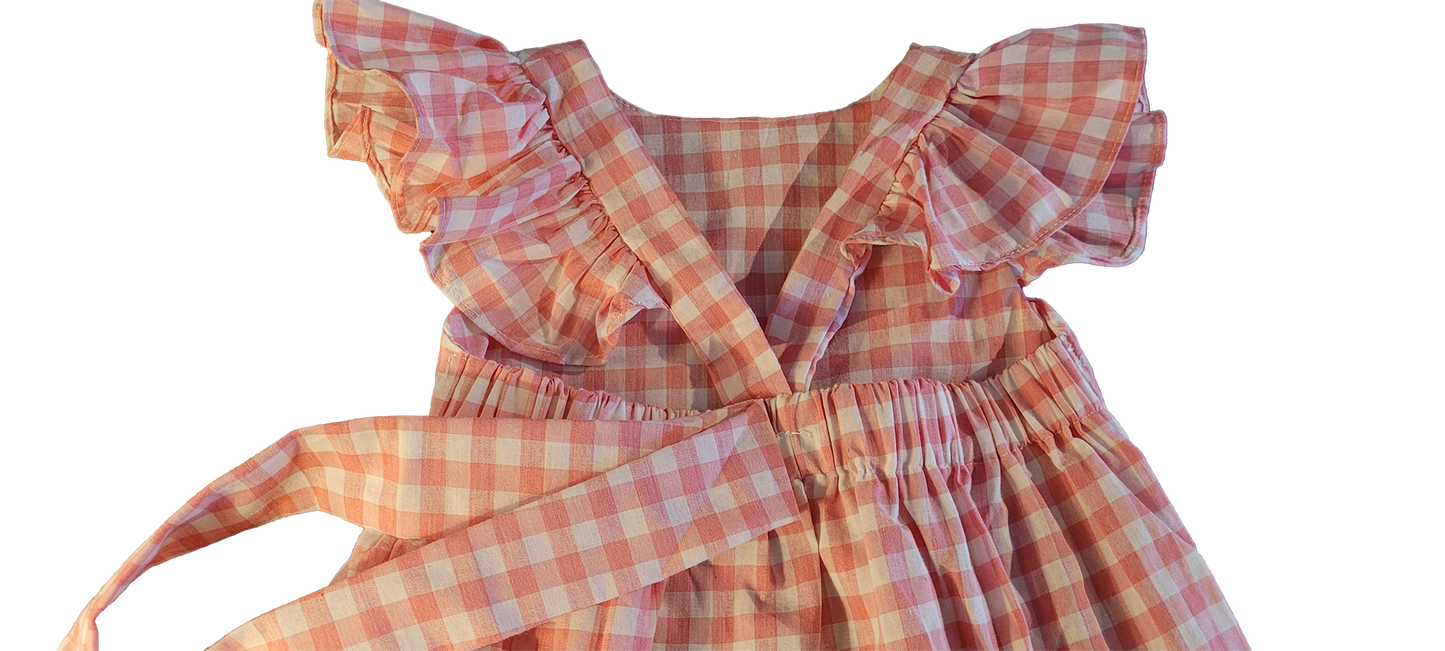 amichibelle® rosa hvit rutete knytekjole