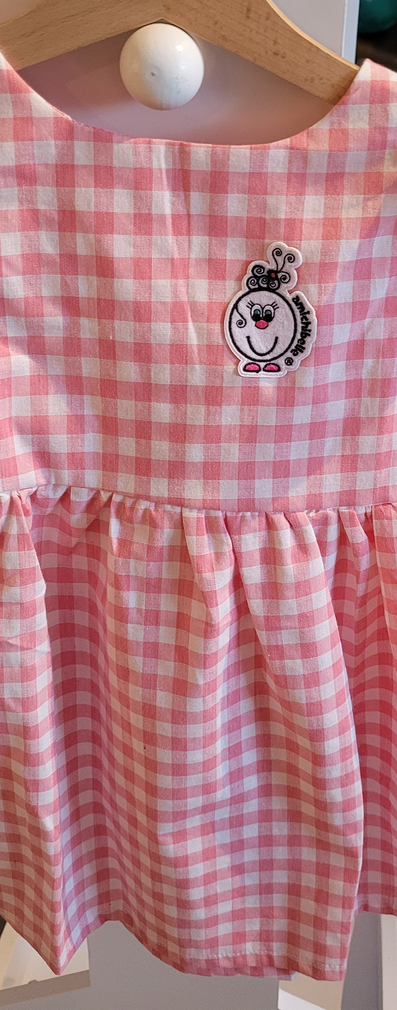 amichibelle® rosa hvit rutete knytekjole