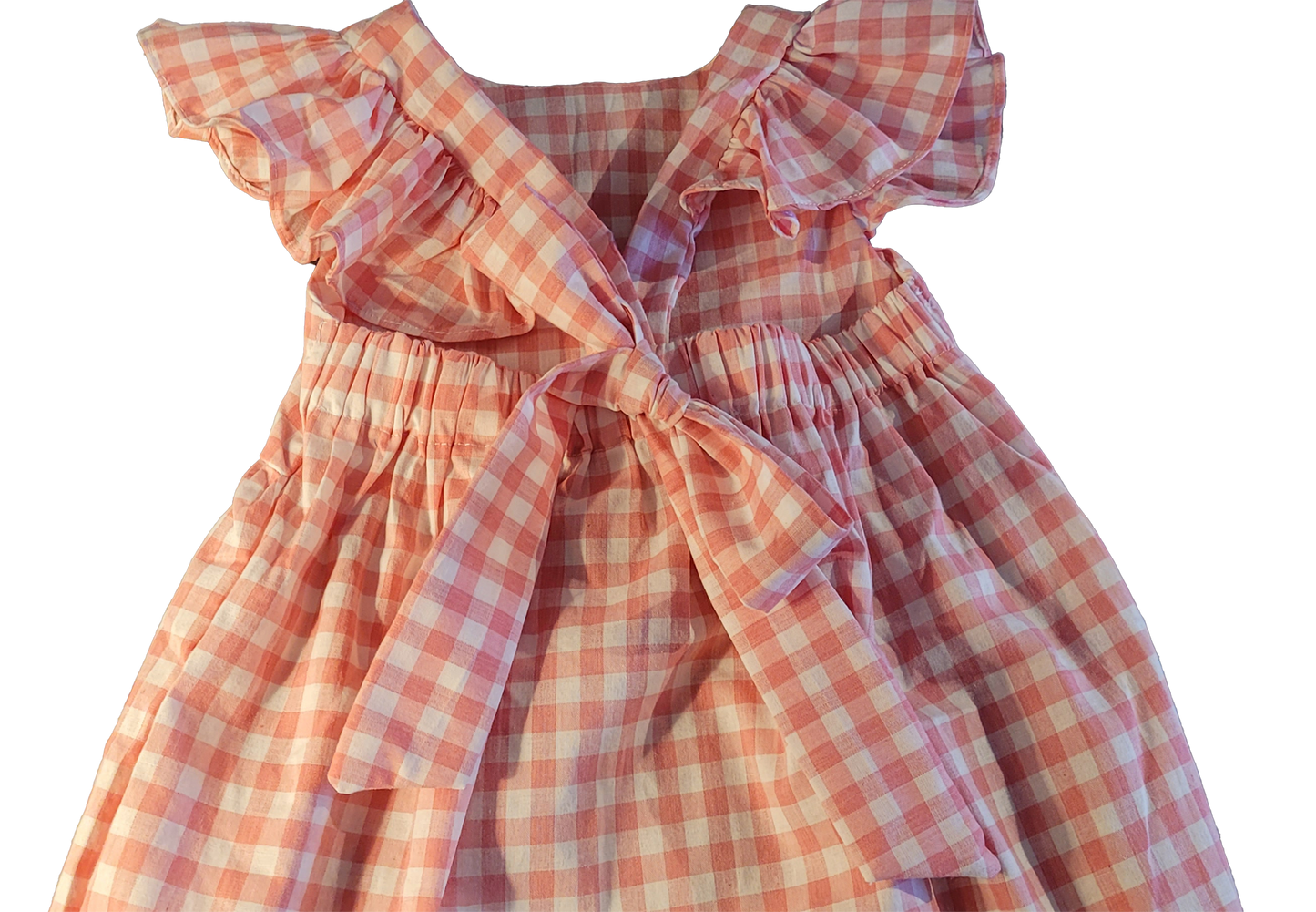amichibelle® rosa hvit rutete knytekjole