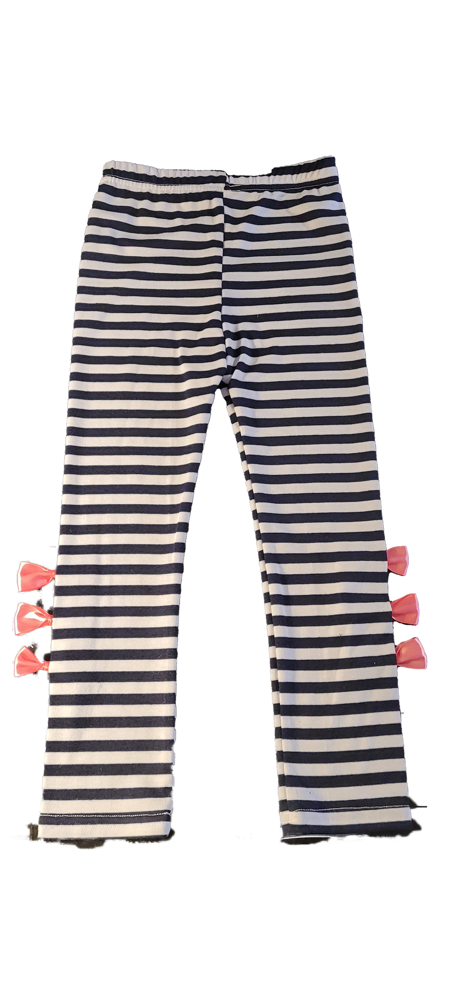 amichibelle® Hvit Blå Stripet Tights Rosa Sløyfe