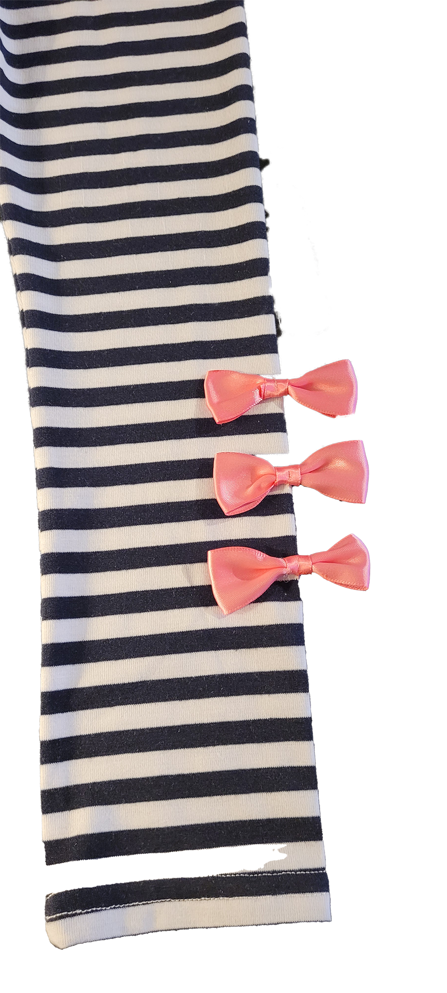 amichibelle® Hvit Blå Stripet Tights Rosa Sløyfe